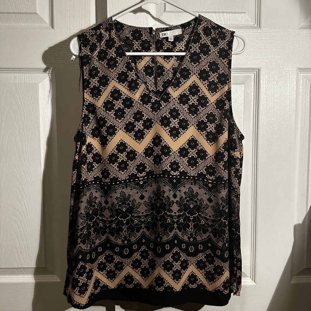 Loft Black and Tan Sleeveless Blouse